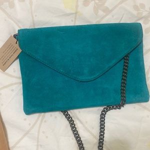 J crew teal suede envelope bag